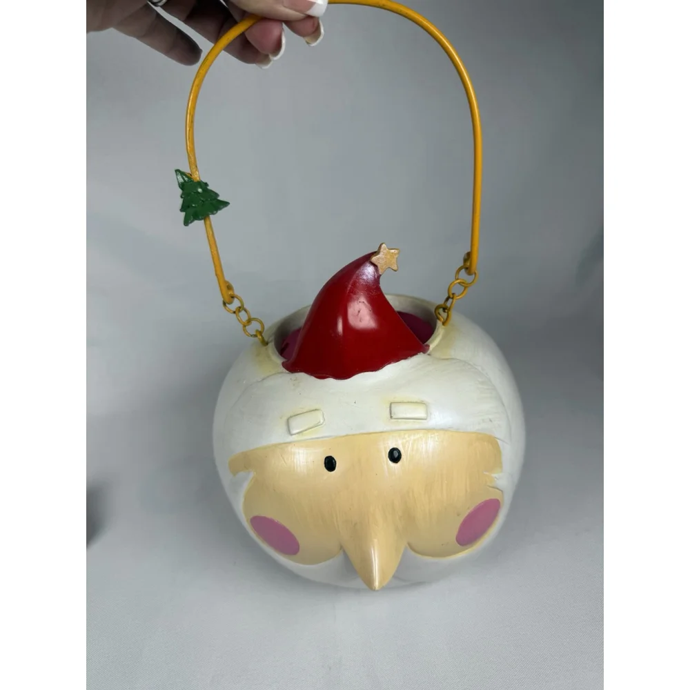 Vintage Christmas Santa Claus Candy Dish Ceramic Bowl Bucket 2003 Holiday